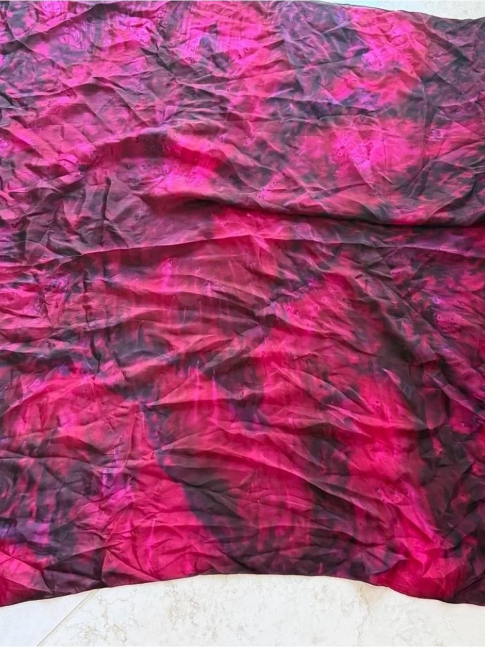 Pink and Black Tie-Dye Silky Scarf Wrap Large